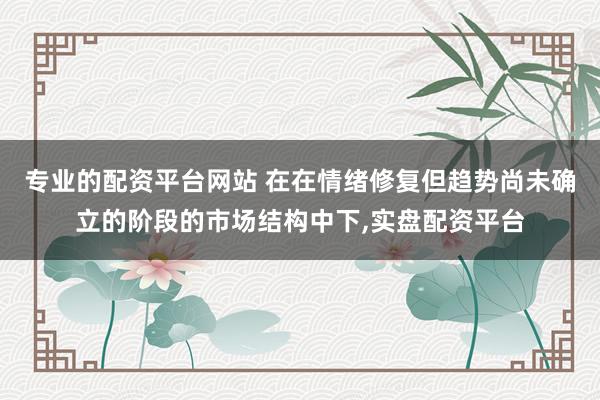 专业的配资平台网站 在在情绪修复但趋势尚未确立的阶段的市场结构中下，实盘配资平台